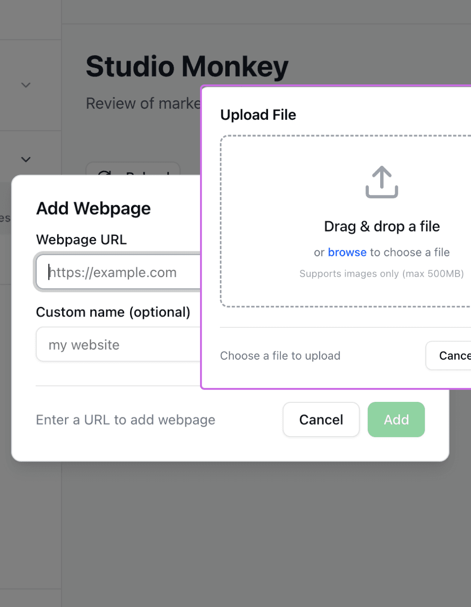 Upload images or web links